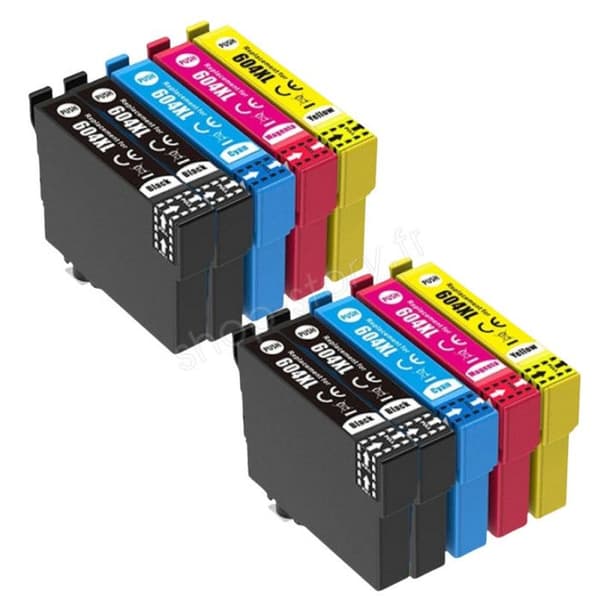 Bläckpatroner - SHOP-STORY - E604XL_4N+2CHQ - Pack om 10 - Kompatibel med Epson - Flerfärgad
