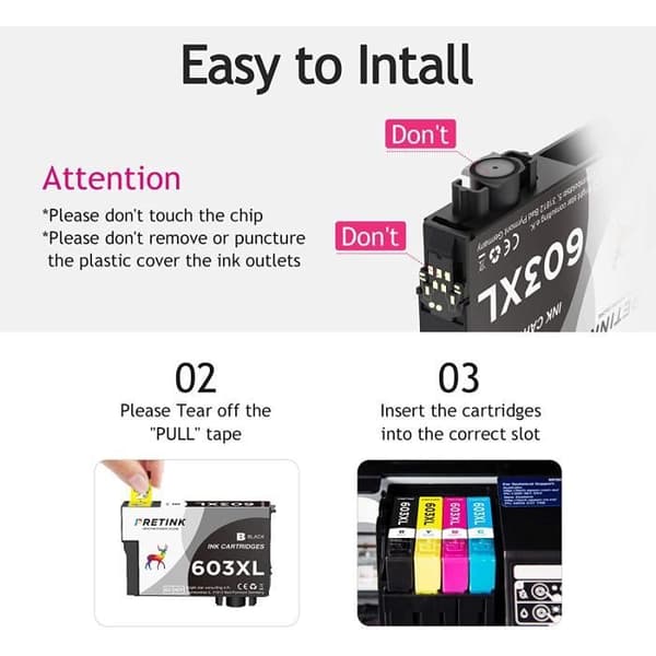 Kompatibel PRETINK 603XL ersättningsskrivarbläckpatron för Epson 603 XL - Svart
