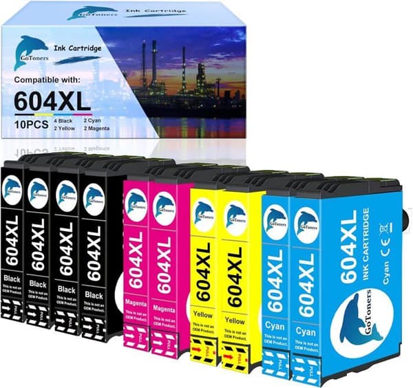 Kassettkompatibel - GoToners - 604XL - Flerfärgad - Hög kvalitet - Paket med 10