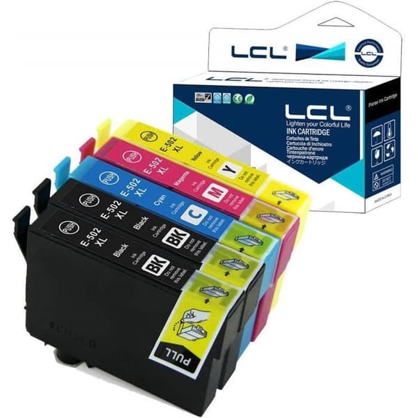 LCL-kompatibel 502 XL bläckpatron för Epson XP-5100 XP-5105 WF-2860 WF-2865 - Svart/Cyan/Magenta/Gul