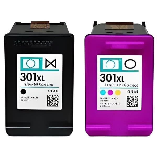 Paket med 2 HP 301 XL-kompatibla patroner - DESKJET 1050 - 1 svart och 1 färg
