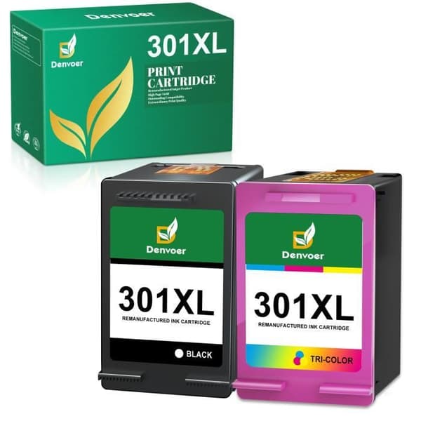 301XL DENVOER 2 bläckpatron kompatibel för HP 301 XL 301XL (CH563E + CH564E-N9J72AE) hp DeskJet 2510 2540 2050 1510 1050 1512