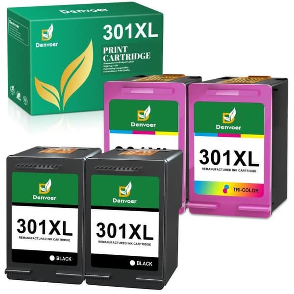 301XL DENVOER 4 bläckpatron kompatibel för HP 301 XL 301XL (CH563E + CH564E-N9J72AE) hp DeskJet 2510 2540 2050 1510 1050 1512