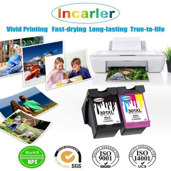 Incarler 301 XL bläckpatron kompatibel med HP 301XL för Envy 5530 4500 5532 4507 Deskjet 2540 2542