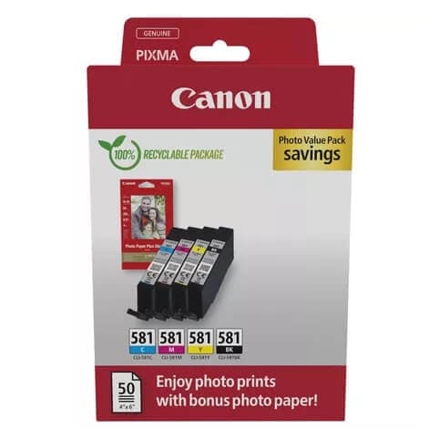 Canon Blekk 2106C006 CLI-581 Multipack + papir