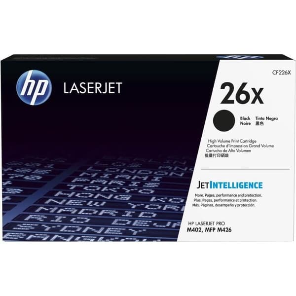 Original HP 26X svart tonerpatron med hög kapacitet för LaserJet Pro M402/M426