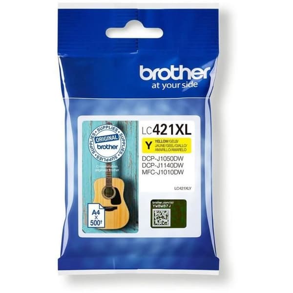 LC421XLY bläckpatron - BROTHER - 500 sidor hög kapacitet gul - för DCP -J1050DW, MFC -J1010DW och DCP -J1140DW