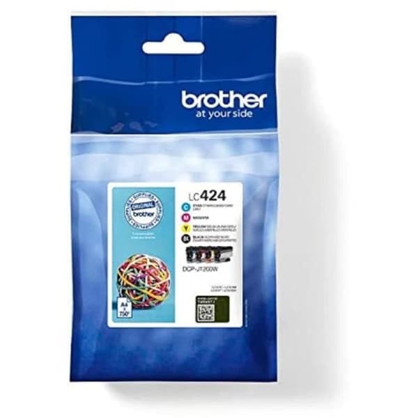 Förpackning med 4 patroner LC424VAL - BROTHER - Svart, cyan, magenta och gul hög kapacitet 750 sidor - För DCP -J1200W