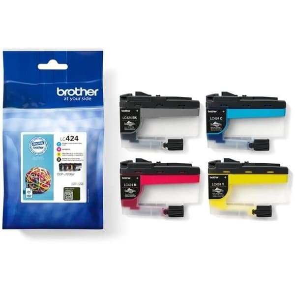 Förpackning med 4 patroner LC424VAL - BROTHER - Svart, cyan, magenta och gul hög kapacitet 750 sidor - För DCP -J1200W