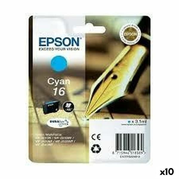 Alkunperäinen mustepatruuna Epson 16 Syaani (10 osaa)