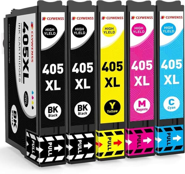 Bläckpatroner - Clywenss - 405XL - 5-pack - Kompatibel med Workforce Pro - 1100 sidor per patron