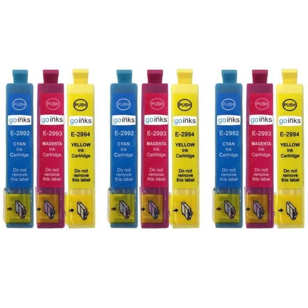 3 Go Inks Set med 3 bläckpatroner för att ersätta Epson T2996 (29XL Series) (C/M/Y) Kompatibel / ej OEM för Epson Workforce I