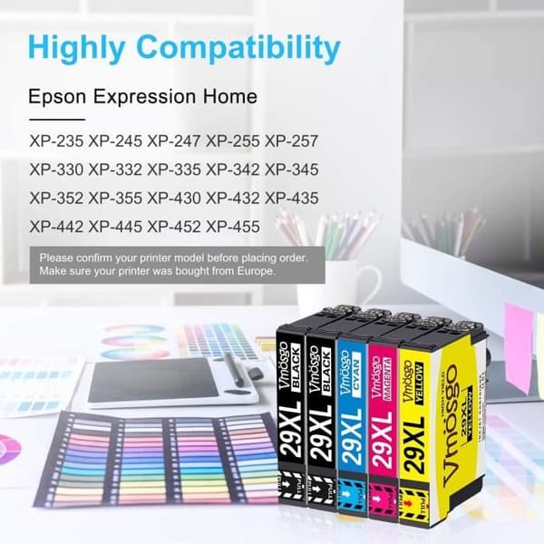 6 x kompatibla Epson bläckpatroner 29 29 XL för Expression Home XP-342 XP-245 XP-442 XP-235 XP-335 XP-432 XP-435 XP-332 XP-345 XP-24