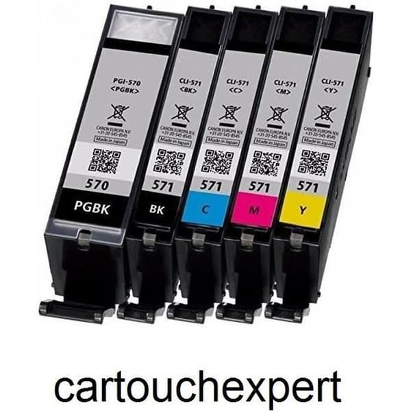 Lot 5 högkvalitativa patroner PGI 570 XL Svart CLI 571 XL Färg Canon MG 5700 5750 5751 5752 5753 6800 6850 6851 6852