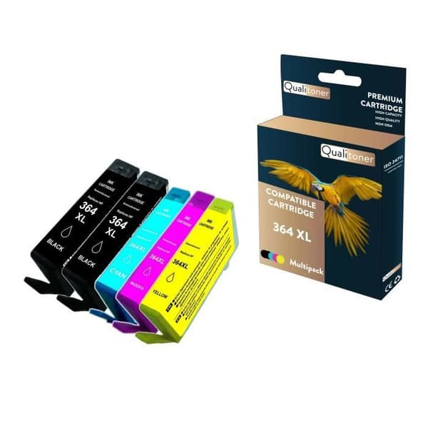 QUALITONER - 5 kompatibla patroner för HP 364 XL 364XL Svart + Cyan + Magenta + Gul + Fot svart för HP DeskJet D 5400-serien 54