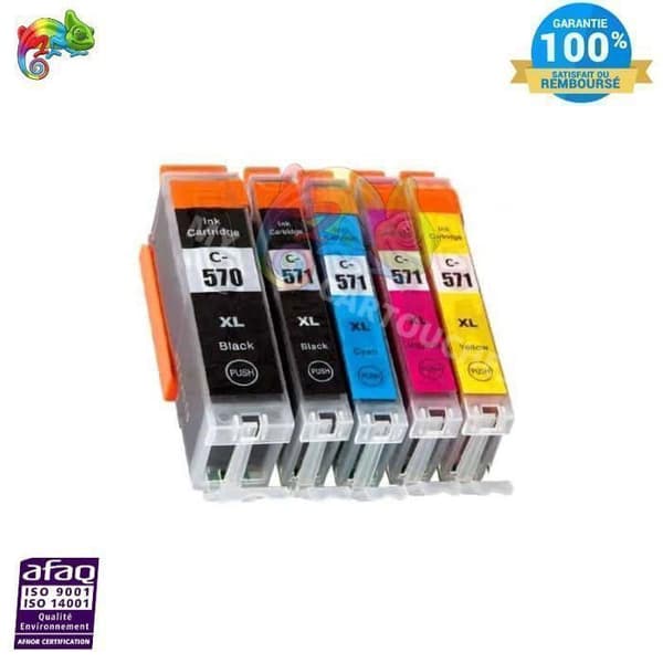 5 bläckpatroner med kompatibel chip för Canon PGI-570 CLI-571 för Pixma TS5050 TS5051 TS5053 TS5055 TS6050 TS6051 TS6052