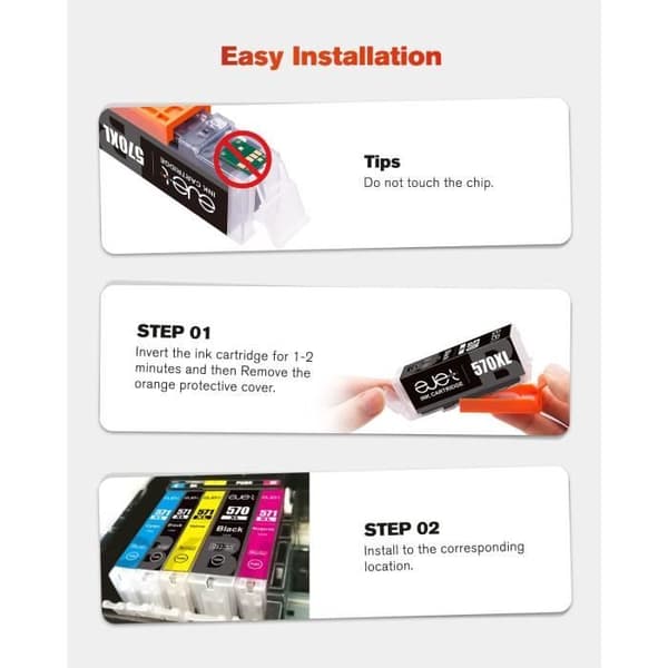 570 571 XL Bläckpatroner EJET 15 Pack Kompatibla för Canon PGI 570XL/CLI571XL för PIXMA MG5700