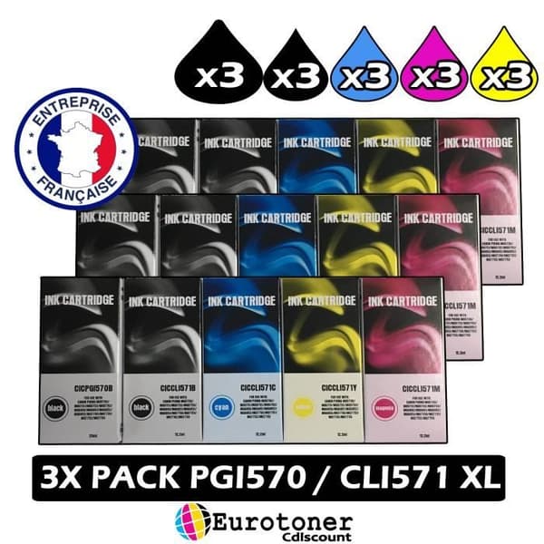 Kompatibel bläckpatronpaket CANON 570/571 XL - Svart, Gul, Cyan, Magenta
