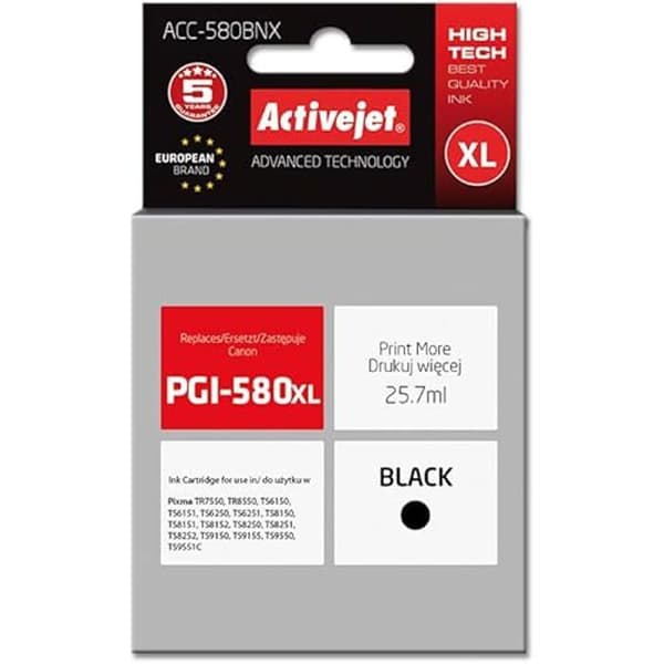 Activejet ACC-580BNX bläckpatron - Kompatibel Svart med extra hög kapacitet