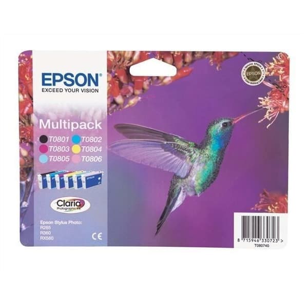 EPSON Multipack T0807 - Colibri - svart, gul, cyan, magenta, ljus magenta, ljus cyan (C13T08074011)