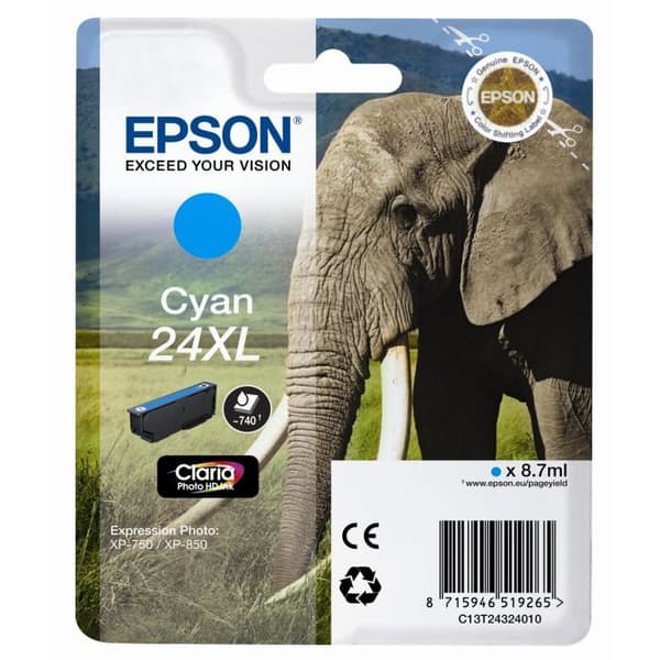 Epson T2432 XL Elephant bläckpatron Cyan