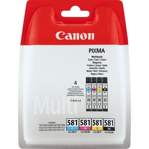 Pack CANON CLI581 (N-C-M-J) - Canon - PIXMA TR7550, TR8550 - Canon ChromaLife100 - Inkjet - Andra färger