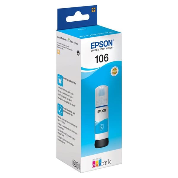 Original bläcktank 106 - 70 ml - Cyan - EPSON - EcoTank ET-7700, ET-7750, L7160, L7180