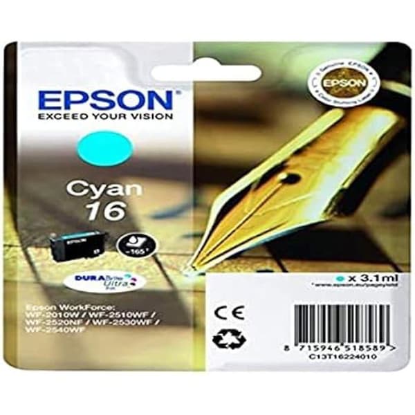 Cyan bläckpatron kompatibel med WF2010-skrivare - EPSON - C13T16224012 - Kapacitet 165 sidor