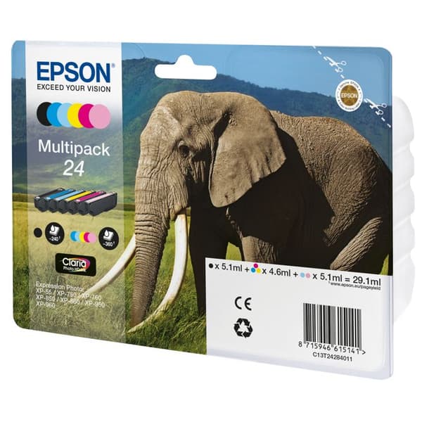 EPSON 24 multipack bläckpatron - paket med 6 - svart, gul, cyan, magenta, ljus magenta, ljus cyan