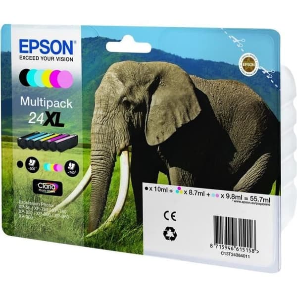 EPSON Multipack 24 XL - Elephant - Svart, Gul, Cyan, Magenta, Light Magenta, Light Cyan (C13T24384011)