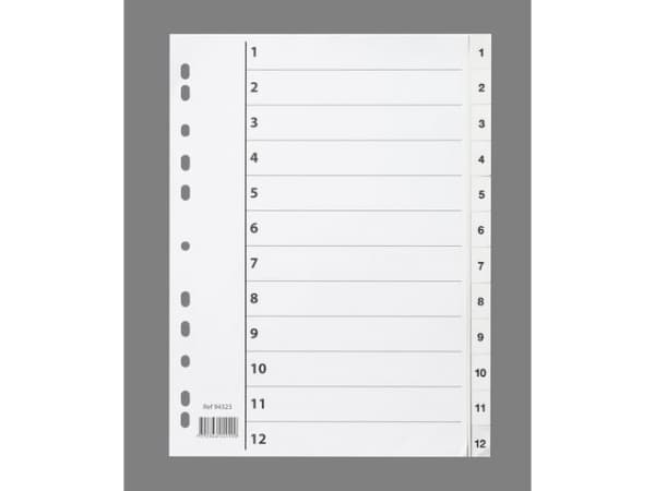 Register A4 Pp 1-12 M/Indeksark Hvit (1 stk.)
