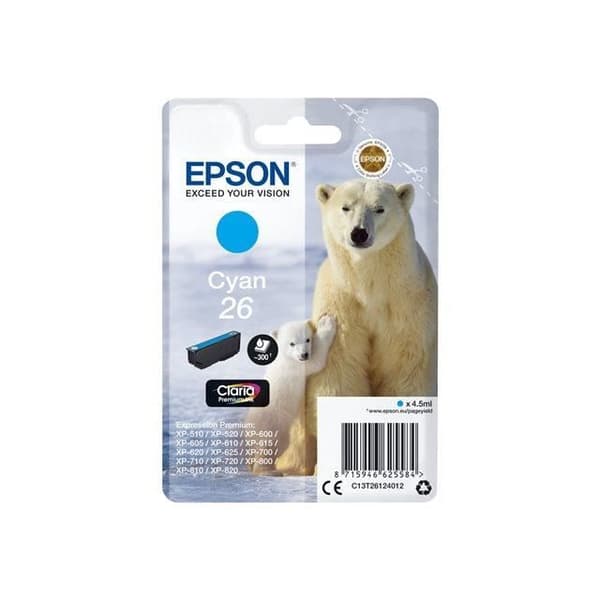 EPSON T2612 Cyan bläckpatron - Isbjörn (C13T26124012)