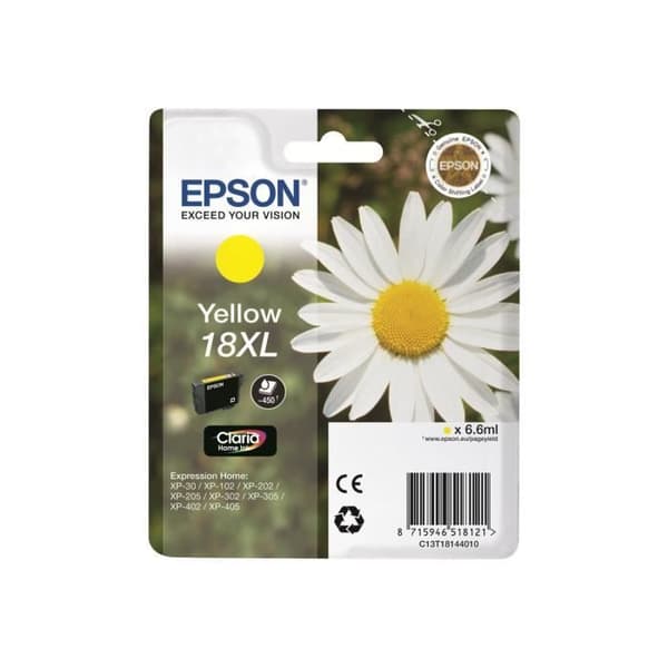 Epson 18XL XL gul originalbläckpatron för Expression Home XP-212, 215, 225, 312, 315, 322, 325, 412, 415, 422, 425
