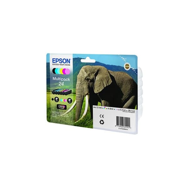 EPSON 24 multipack bläckpatron - paket med 6 - svart, gul, cyan, magenta, ljus magenta, ljus cyan