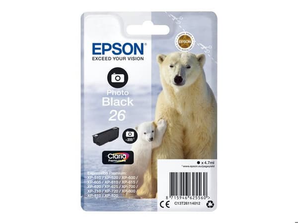 Original Epson 26 bläckpatron - foto svart - för Expression Premium XP-510/820