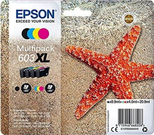 Epson 603XL Multipack - 4-pack - XL - svart, gul, cyan, magenta - original - blære med RF/lyd-alarm - blekkpatron - for Expression Home XP-2150, 2155