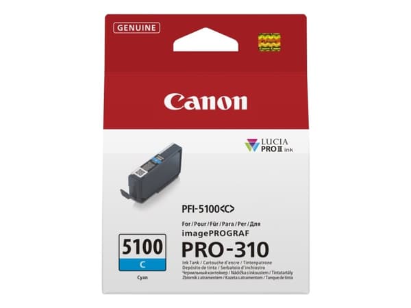 Canon PFI-5100 C - 14.4 ml - cyan - original - hängande låda - bläcktank - för imagePROGRAF PRO-310