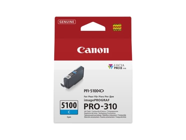 Canon PFI-5100 C - 14.4 ml - cyan - original - hängande låda - bläcktank - för imagePROGRAF PRO-310