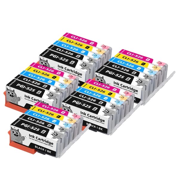 Canon PGI-525 og CLI-526 blækpatron sæt, høj blækvolumen, alsidig kompatibilitet,PGI 525 5 Sæt