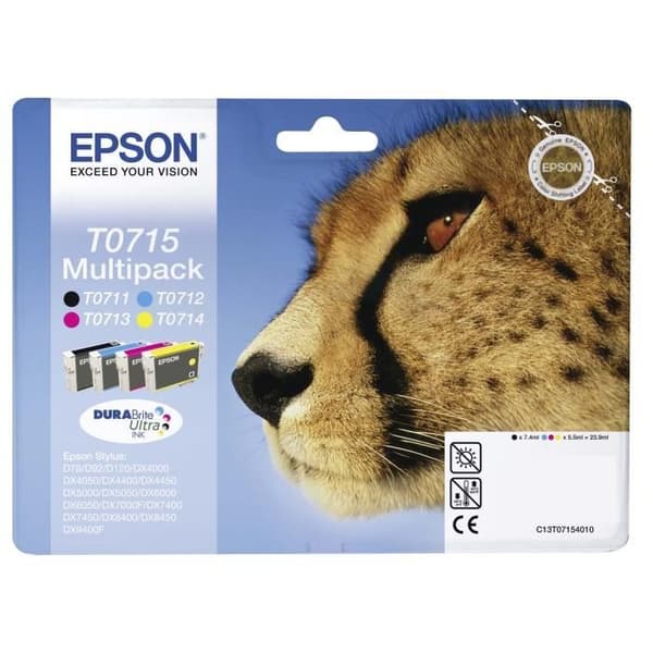 EPSON Pack 4 Cartridges T0715 Cheetah Black + 3 färger
