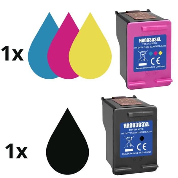 Bläckpatron - HP - 303XL - Svart - Flerfärgad - Paket med 2