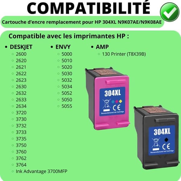 Bläckpatron - HP - 304XL - Svart - Flerfärgad - Kompatibel med DeskJet/Envy