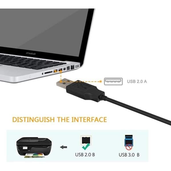 USB-skrivarkabel 1,5 meter USB 2.0 Kompatibel med skrivare Scanner Canon HP Dell Epson Brother Lexmark Pixma Samsung Xerox
