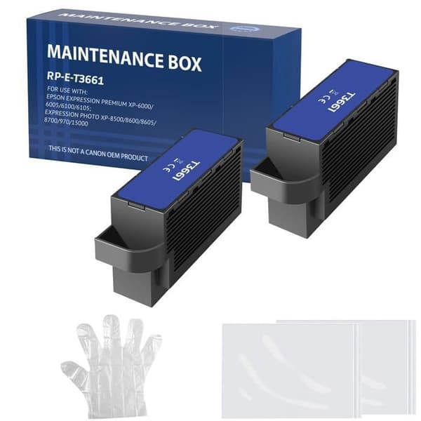 Underhålls patroner - Epson - T3661 - Förpackning med 2 - Kompatibel med XP-6000/XP-8500 - Svart