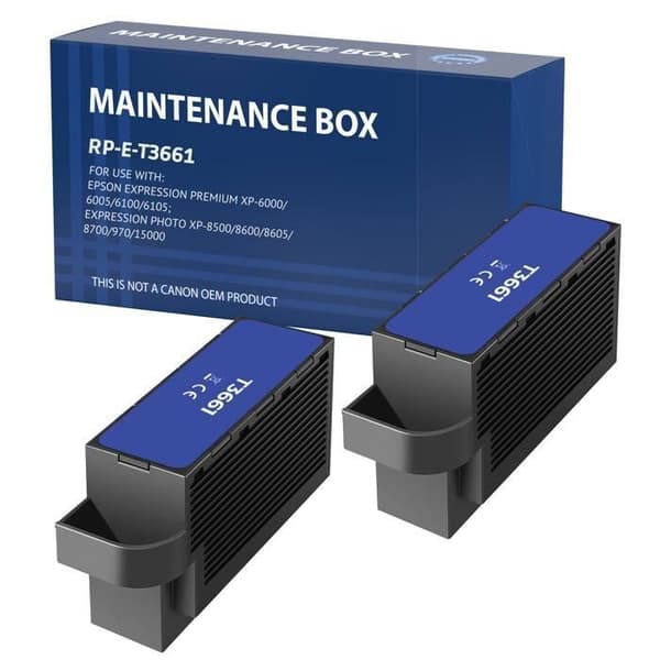 Underhålls patroner - Epson - T3661 - Förpackning med 2 - Kompatibel med XP-6000/XP-8500 - Svart