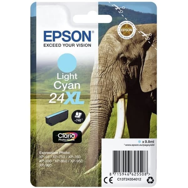 EPSON T2435 XL ljuscyan bläckpatron - Elephant (C13T24354012)