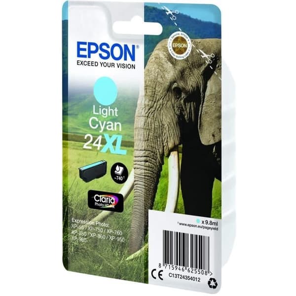 EPSON T2435 XL ljuscyan bläckpatron - Elephant (C13T24354012)