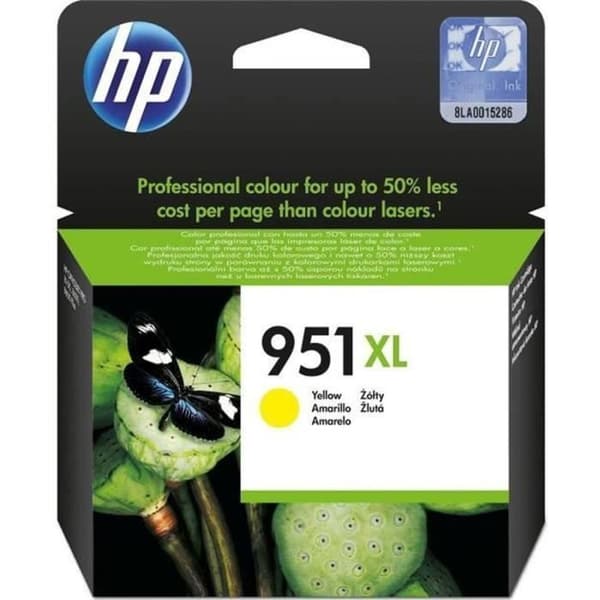 HP 951XL högkapacitets gul originalbläckpatron (CN048AE) för HP OfficeJet Pro 251dw/276dw/8100/8600