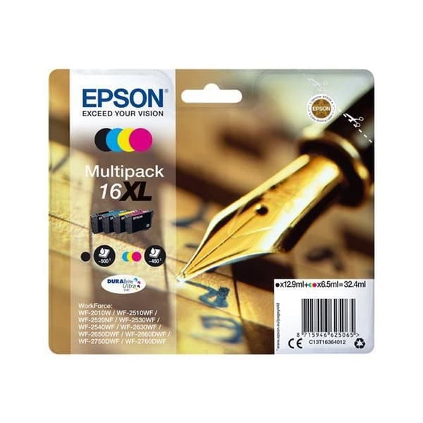 EPSON Multipack T1636 XL - Reservoarpenna - Svart, Cyan, Magenta, Gul (C13T16364012)