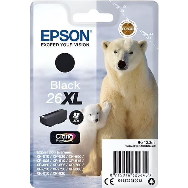 EPSON Cartridge T2621 - Isbjörn - Svart XL